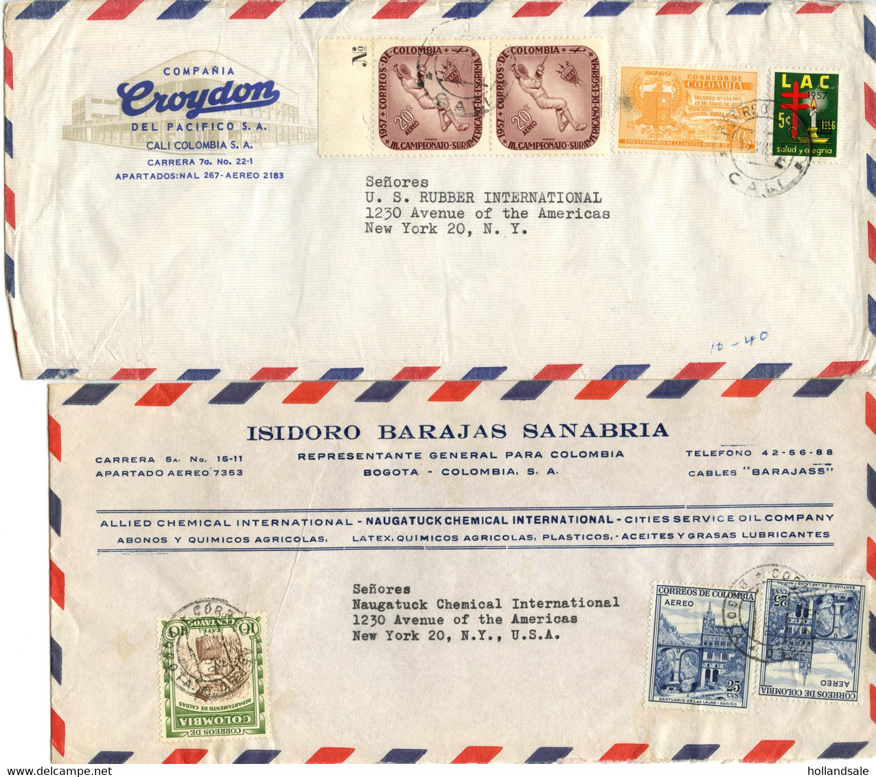 COLOMBIA - Ten (10) Airmail Covers   Most With Different Stamps. - Colombia