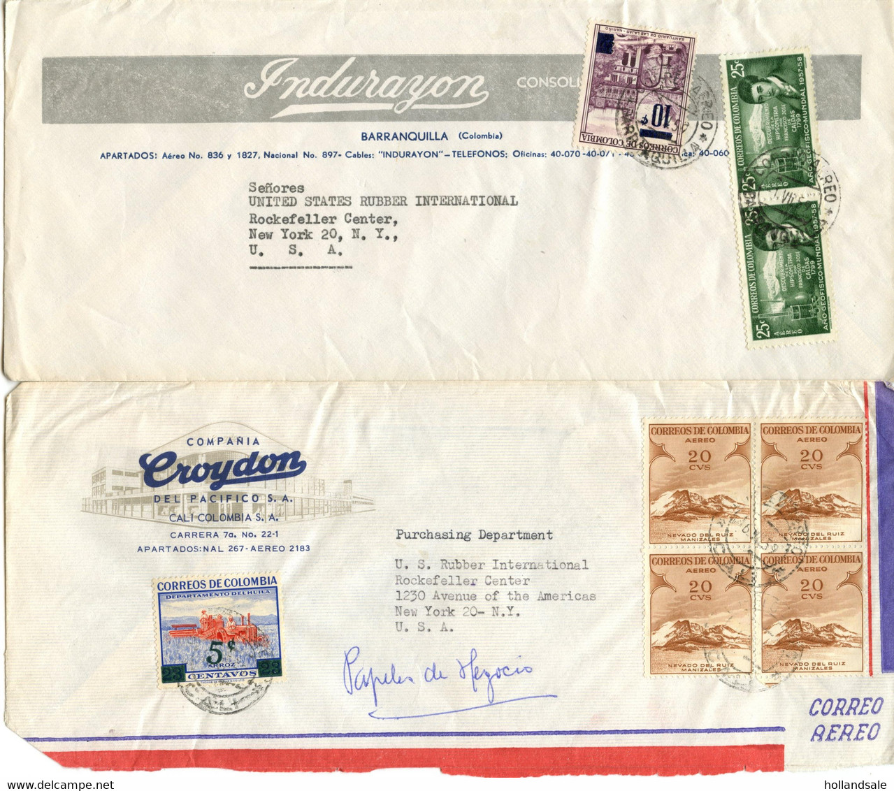 COLOMBIA - Ten (10) Airmail Covers   Most With Different Stamps. - Colombia