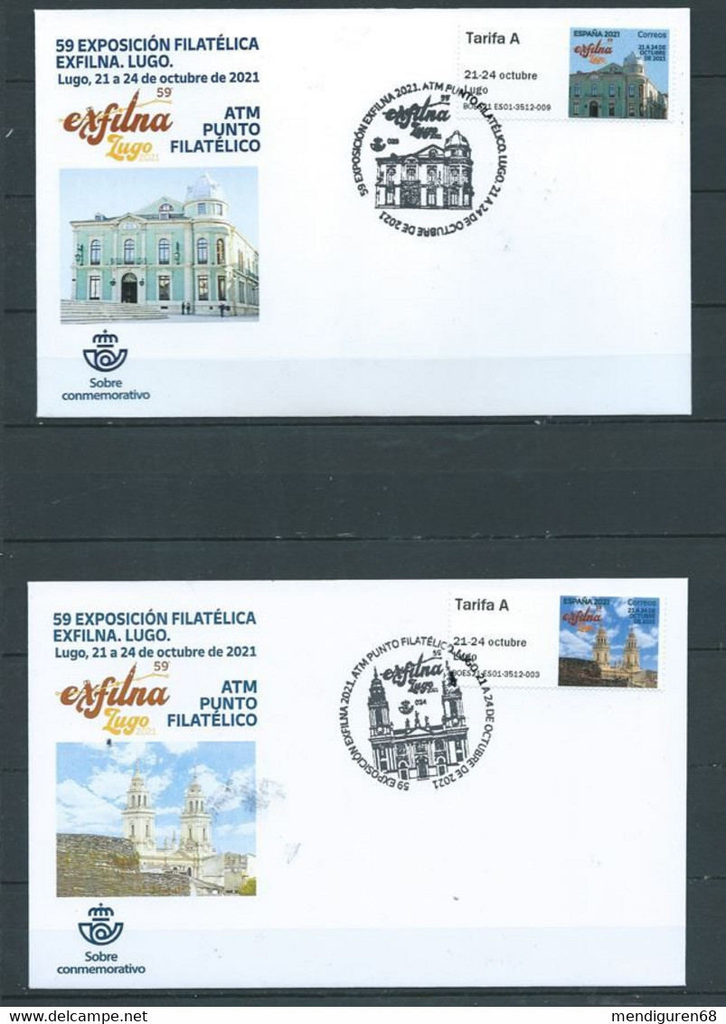 ESPAGNE SPANIEN SPAIN ESPAÑA 2021 STAMPSHOW PHILATELIC POINT EXFILNA LUGO ATM SET 2V FDC - Gebraucht