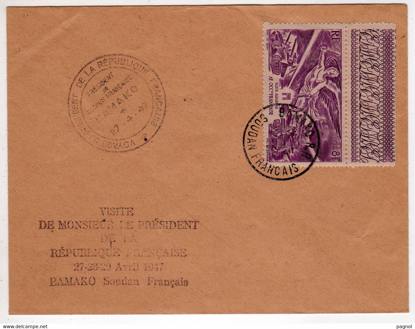 A.O.F. : Lettre : Cachet Bamako ( Soudan ) Et Visite Du Président De La République: Anniversaire De La Victoire - Covers & Documents