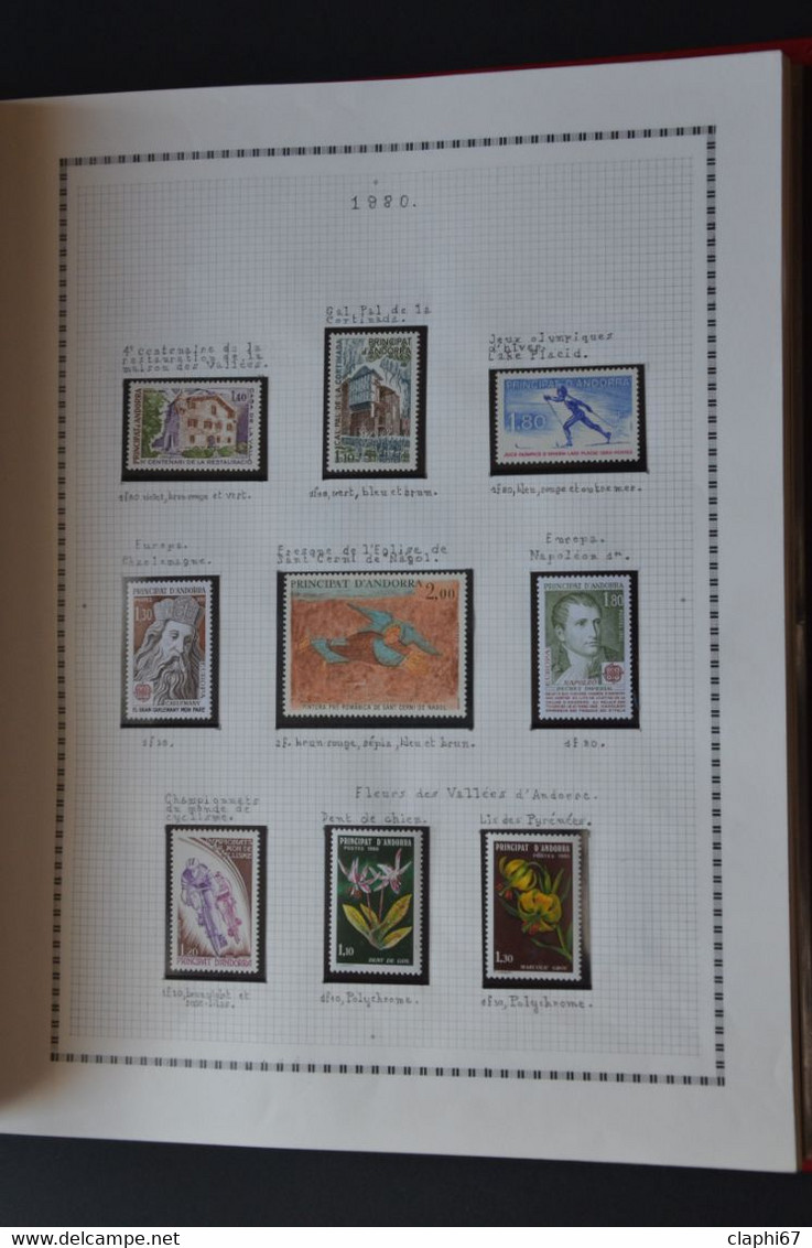 Andorre français collection en album  de 1961 à 2000, tous les timbres sont neufs ** MNH voir scans et descriptions