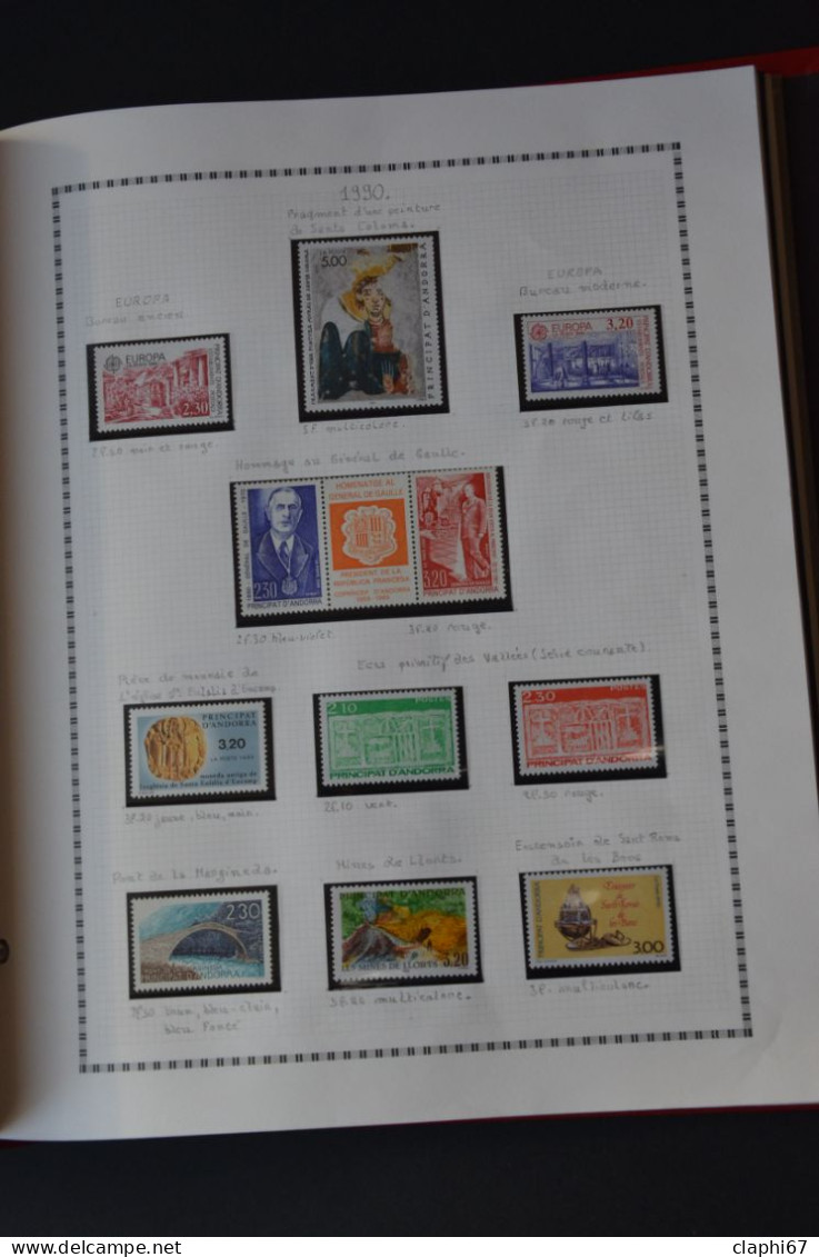 Andorre français collection en album  de 1961 à 2000, tous les timbres sont neufs ** MNH voir scans et descriptions