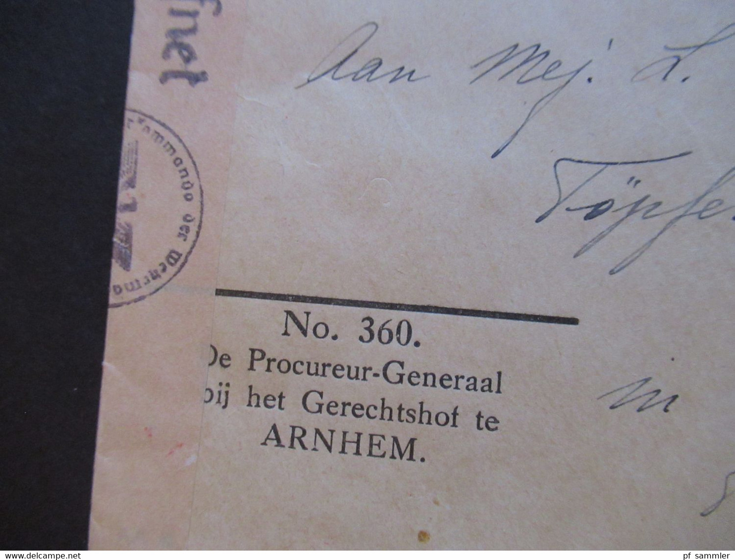 Niederlande 1942 OKW Zensurbeleg Geöffnet Umschlag Dienst Departement Van Justitie Procureur General Gerechtshof Arnhem - Briefe U. Dokumente