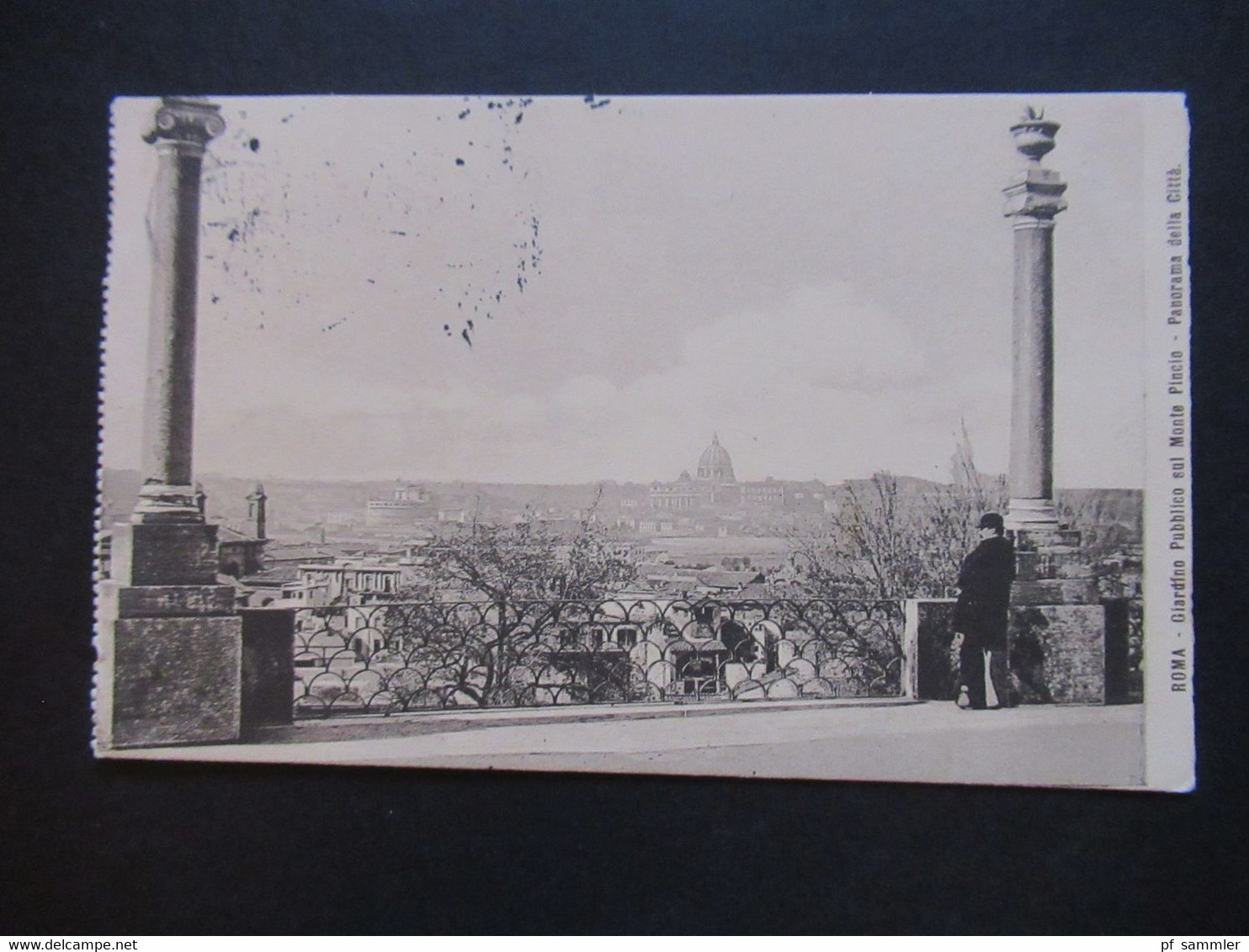 Italien AK Roma Giardino Pubblico Sul Monte Pincio Panorama Della Citta Mit Germania Marke Stempel Berlin 31.5.1912 - Multi-vues, Vues Panoramiques