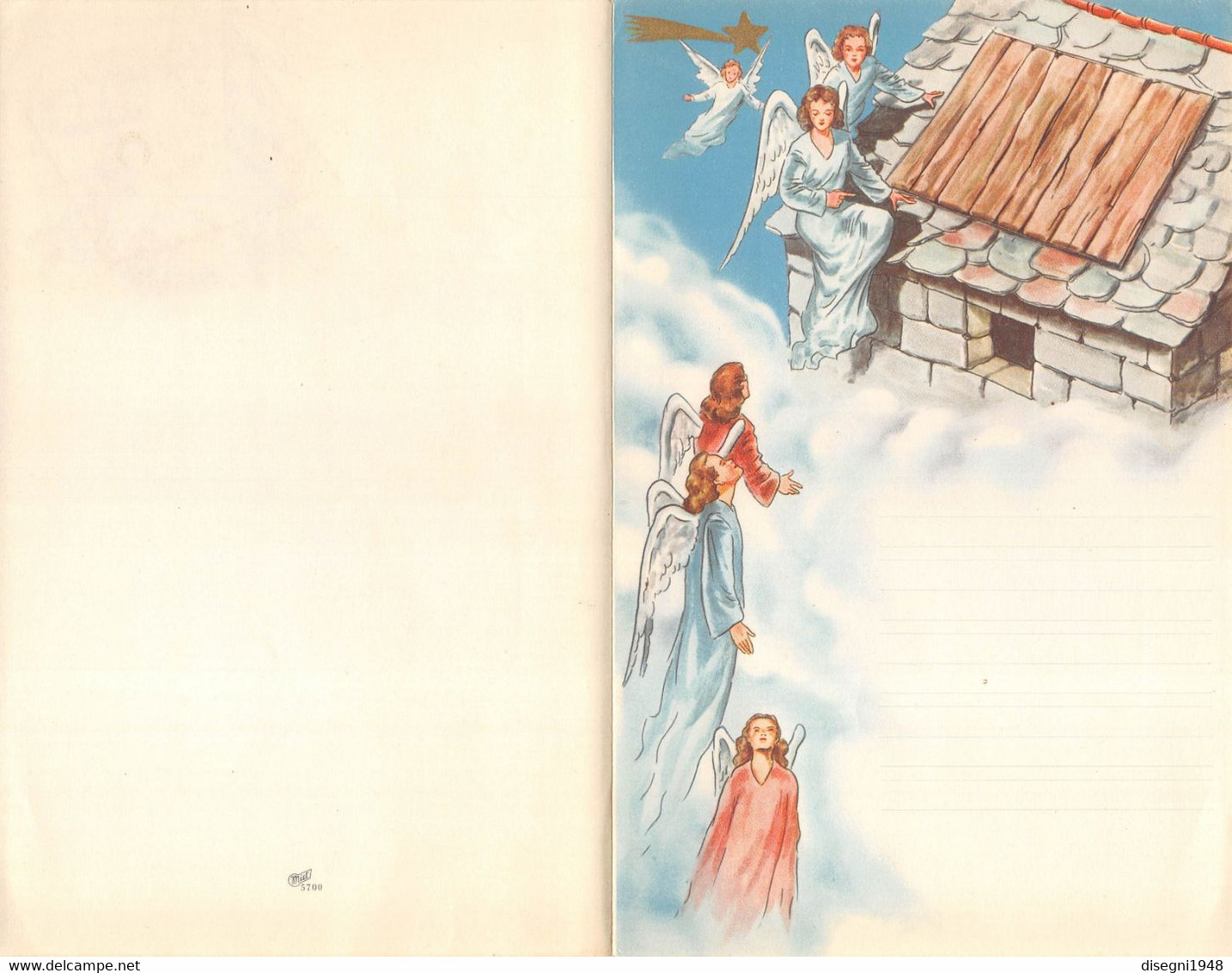 10227 "LETTERINA DI NATALE - GLI ANGELI - 1950" IMMAGINE IN CROMOLIT., POP-UP TRA LA 1° E 3° PAGINA, SACRA FAMIGLIA - Otros & Sin Clasificación