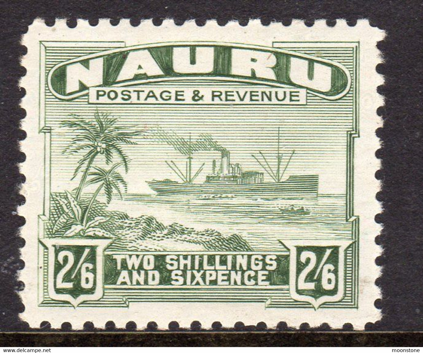 Nauru 1937-48 Australian Mandate Shiny Paper 2/6d Grey-green, MNH, SG 37B (BP) - Nauru