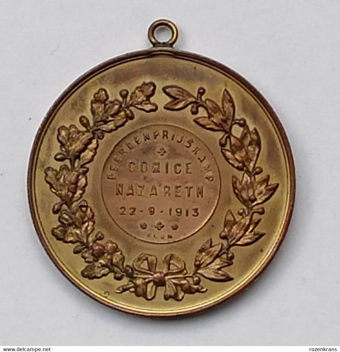 Ancienne Medaille Old Medal 1913 Paardenprijskamp Comice Nazareth Oost-Vlaanderen Jaarmarkt Paard Cheval Horse Pferd - Andere & Zonder Classificatie