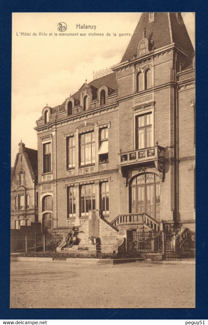 Halanzy (Aubange). L' Hôtel De Ville Et Le Monument Aux Morts 1914-1918. - Aubange