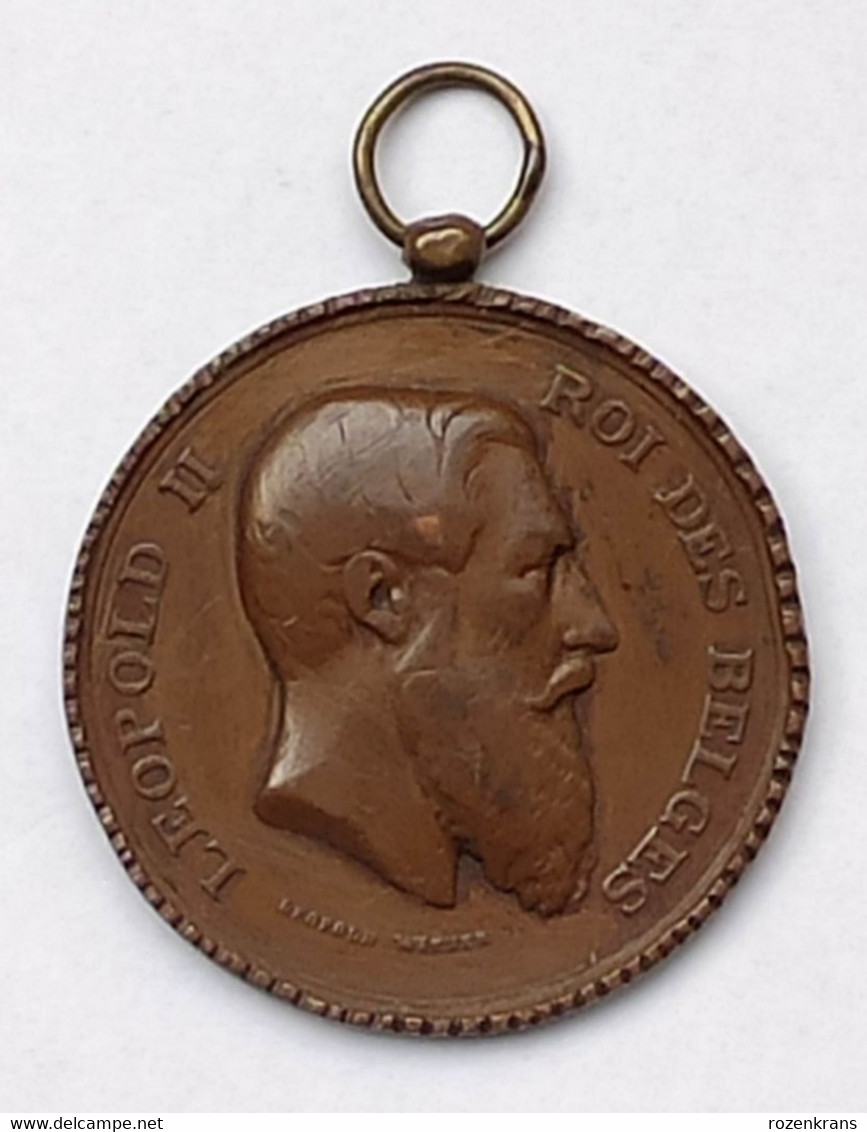 Ancienne Medaille Old Medal Koning King Roi Leopold II Veurne Furnes Societe D'Agriculture Et D'Horticulture - Gemeindemünzmarken