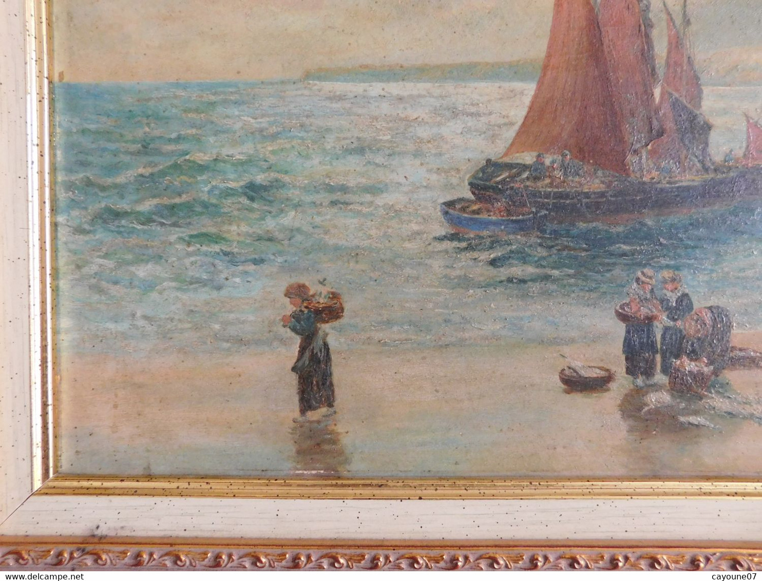 Gfr DOTCHIN (XIX - XXème) Huile Sur Panneau "Retour De Pêche Animée Thonniers"  1922 - Olii