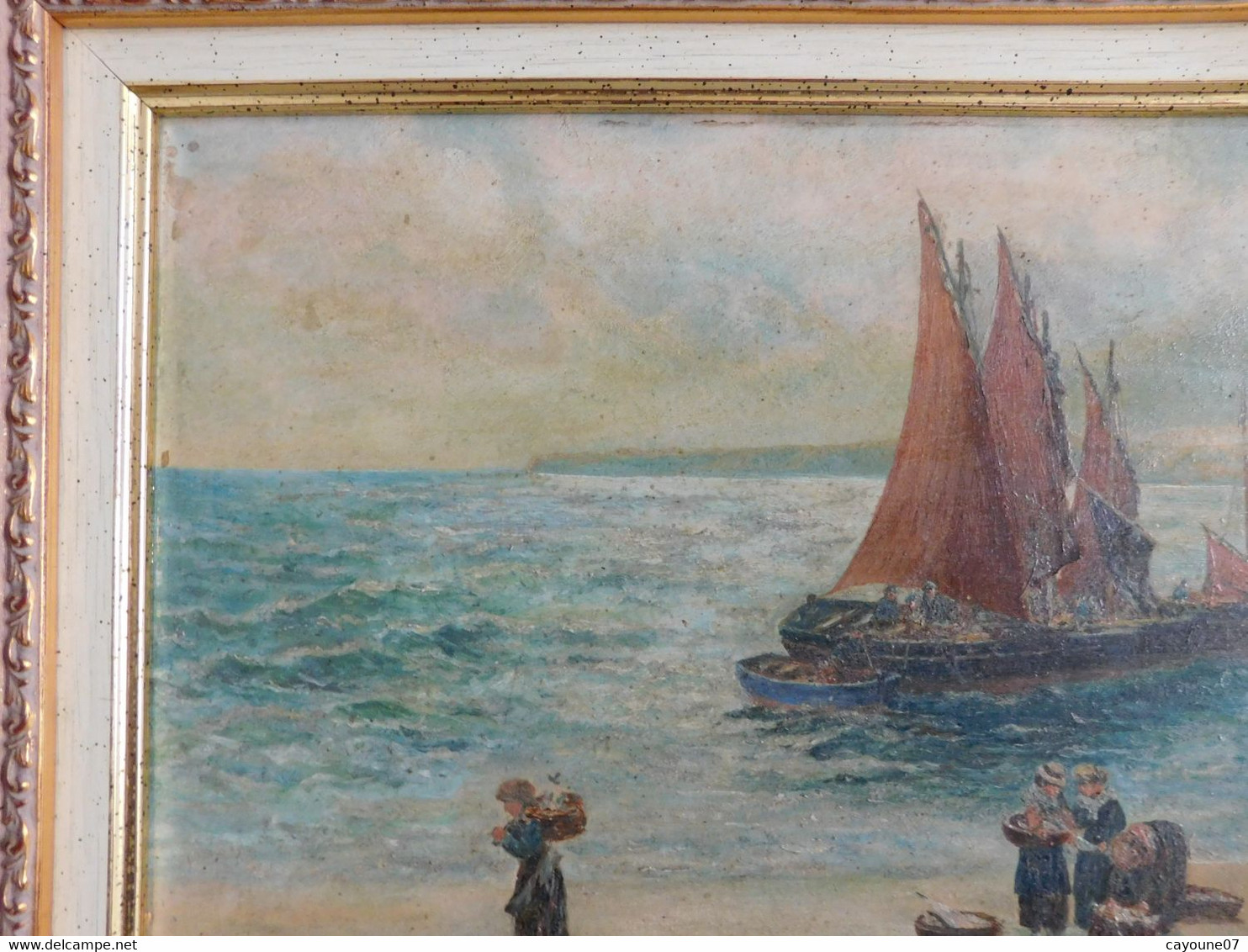 Gfr DOTCHIN (XIX - XXème) Huile Sur Panneau "Retour De Pêche Animée Thonniers"  1922 - Olii