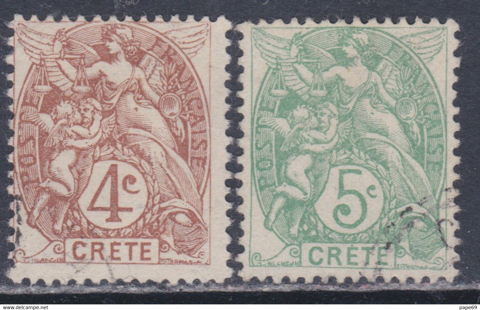 Crète N° 4 / 5 (.) Type Blanc : 4 C. Et 5 C., Les 2 Valeurs Neuf Sans Gomme Sinon TB - Unused Stamps