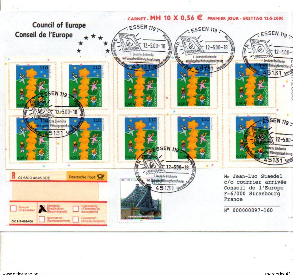 EUROPA  2000 ALLEMAGNE CARNET ADHESIF FDC - 2000