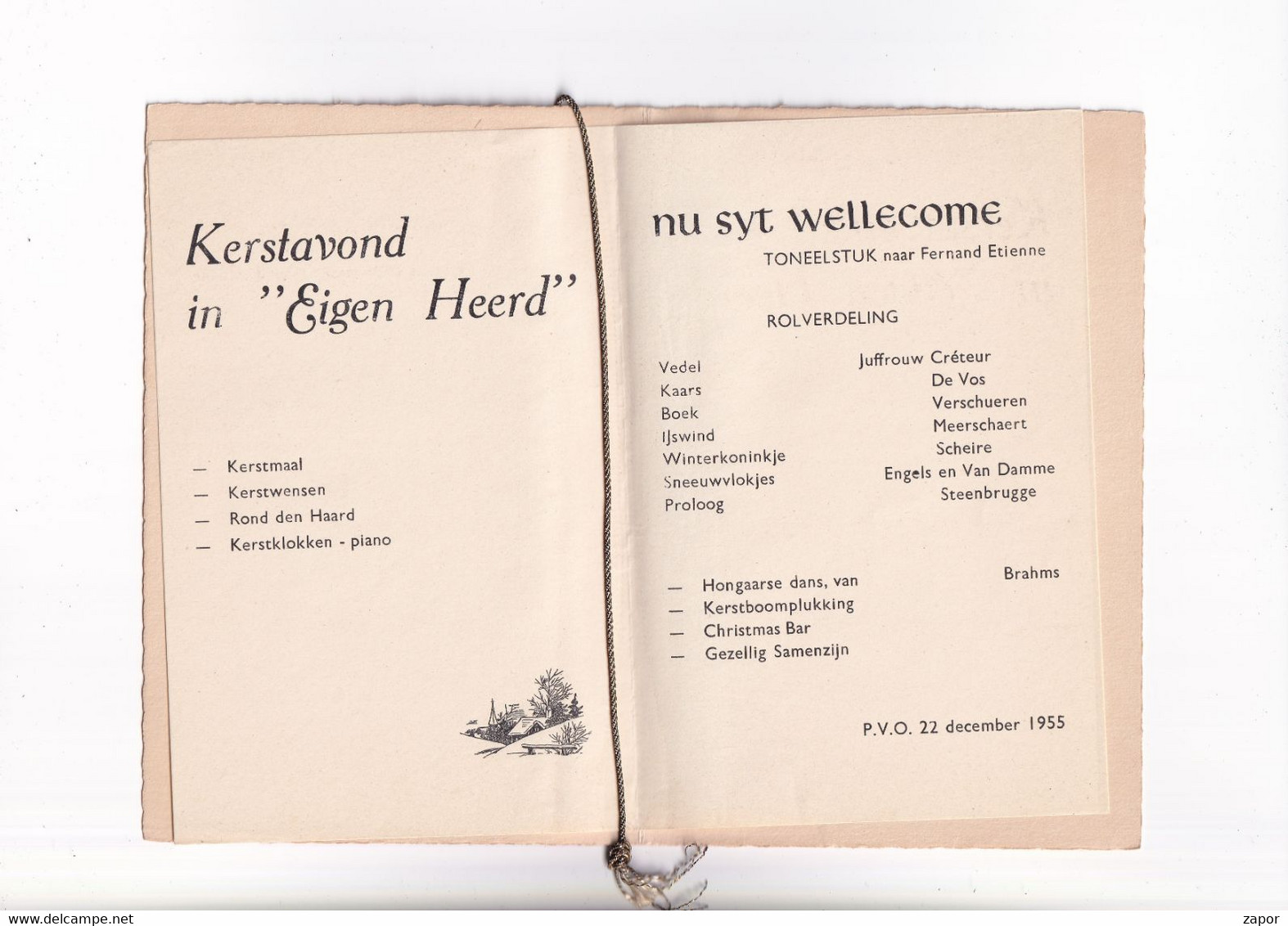 Kerstprogramma - Kerstavond In "Eigen Heerd" - Toneelstuk Naar Fernand Etienne- P.V.O. 1955 - Other & Unclassified