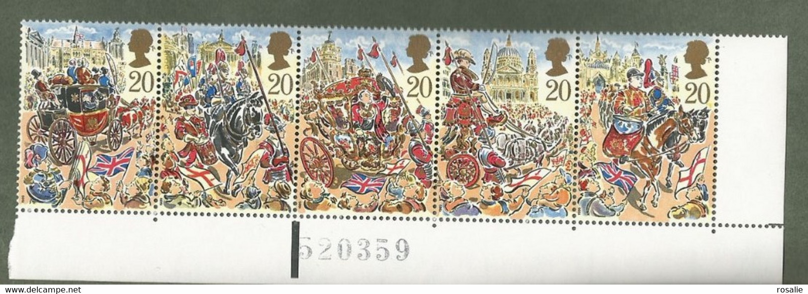 800ème Anniversaire De La Charge De Lord Maire De Londres (1989) Bande De 5 Timbres 1410 à 1414** - Feuilles, Planches  Et Multiples