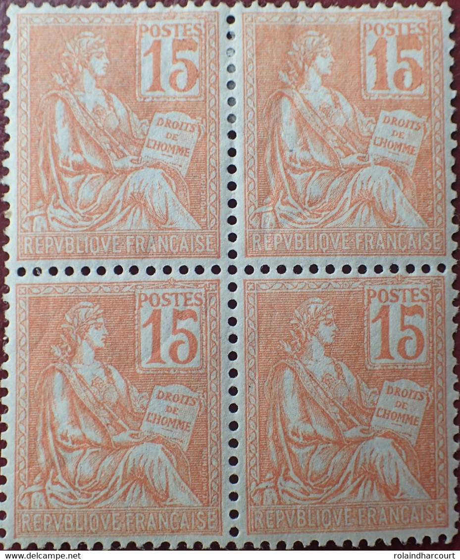 R1311/1252 - 1900 - TYPE MOUCHON - N°117 (II) BLOC NEUF**(1t)/*(3t) Signé - SUPERBE VARIETE ➤➤➤ Chiffres " 15 " épais - Unused Stamps