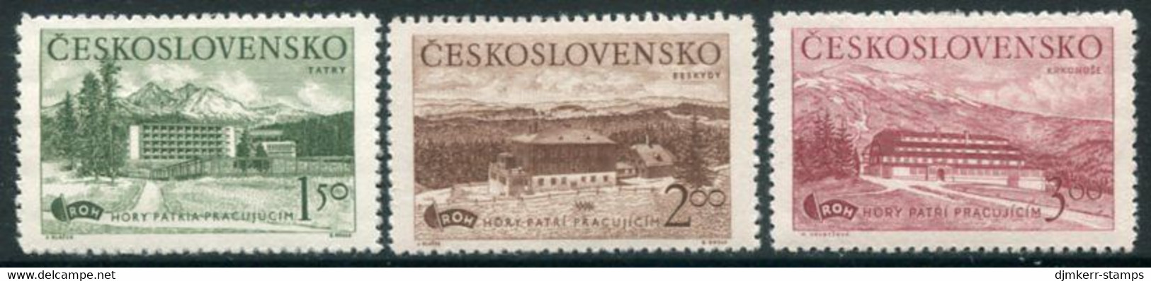 CZECHOSLOVAKIA 1951 Recreation Centres MNH / **.  Michel 657-59 - Unused Stamps
