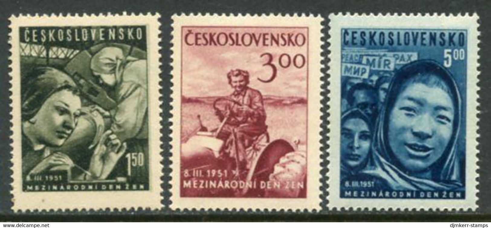 CZECHOSLOVAKIA 1951 Women's Day MNH / **.  Michel 650-52 - Unused Stamps