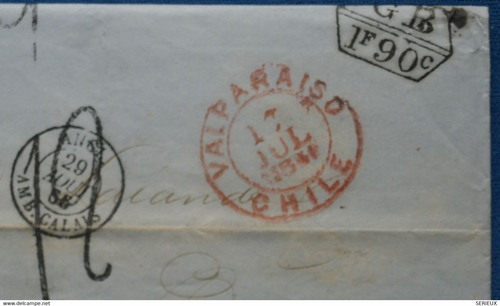 AE 6  CHILE  BELLE  LETTRE RARE 13 7 1866    VALPARAISO POUR BORDEAUX PAR LON  + AFF. INTERESSANT - Chile