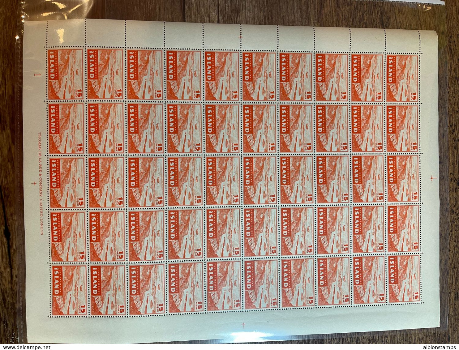 Iceland, Scott C21, MNH Complete Pane Of 50 - Poste Aérienne