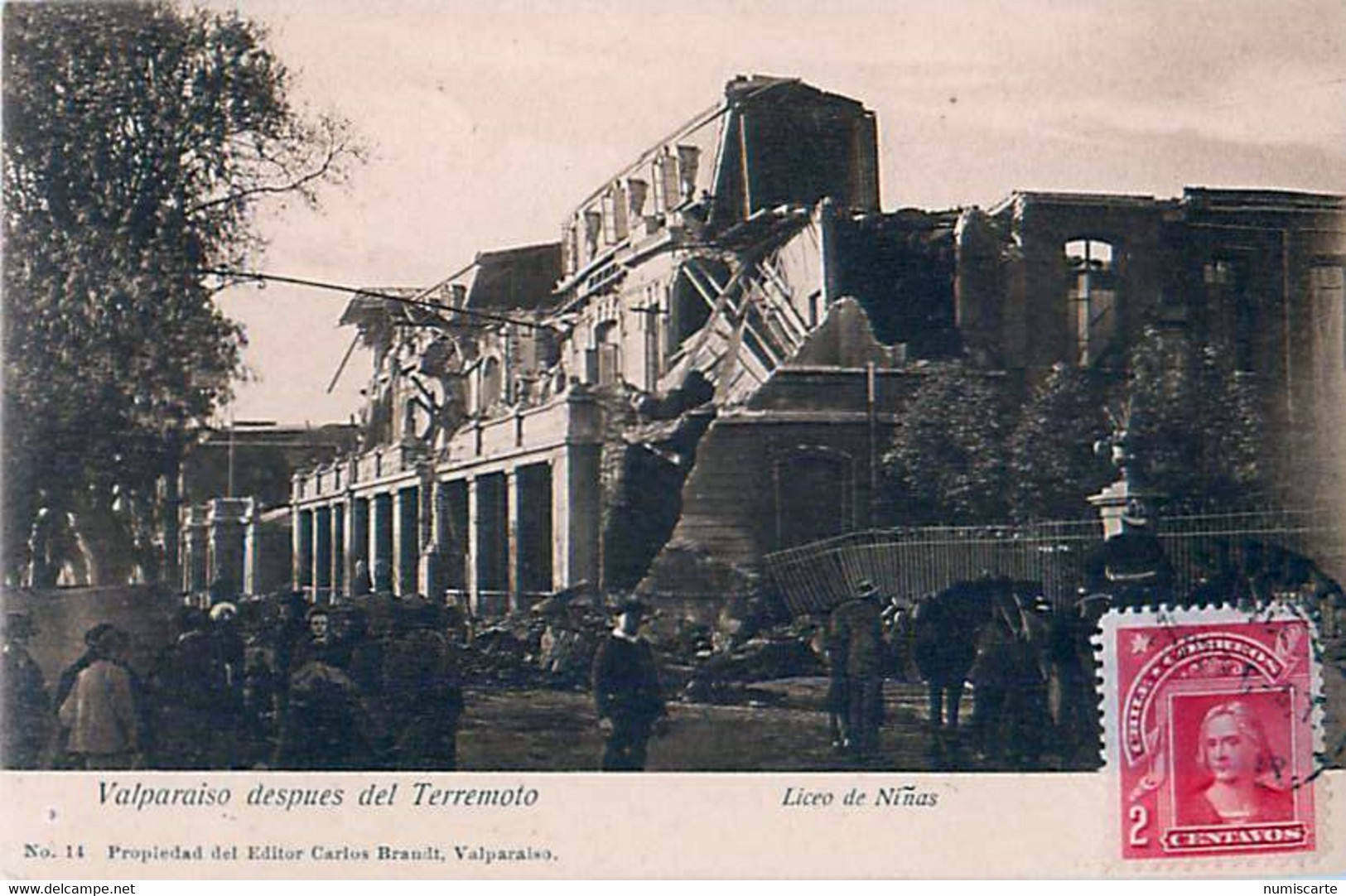 Cpa VALPARAISO Despues Del Terremoto - Liceo De Ninas - Chili