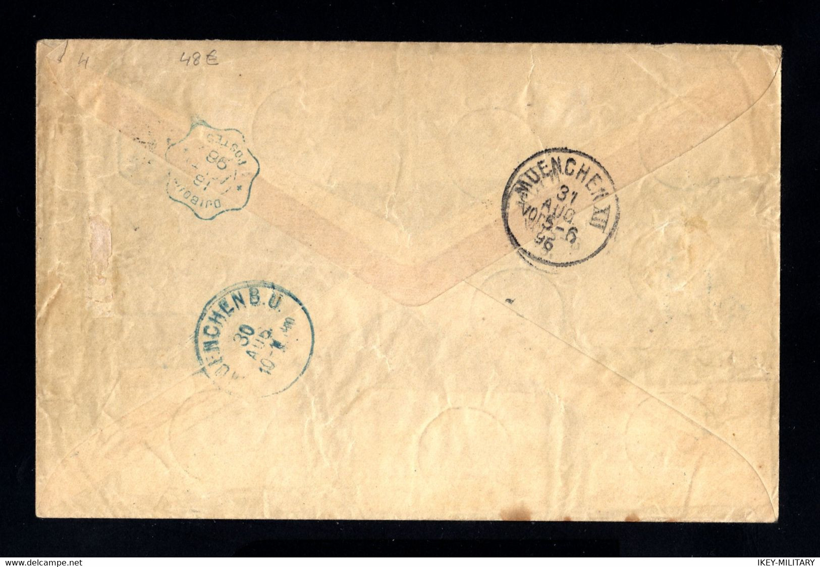 15519-OBOCK-REGISTERED COVER OBOCK To MUNCHEN (germany) 1896.French Colonies.ENVELOPPE Recommandee.Brief.VERY RARE. - Storia Postale