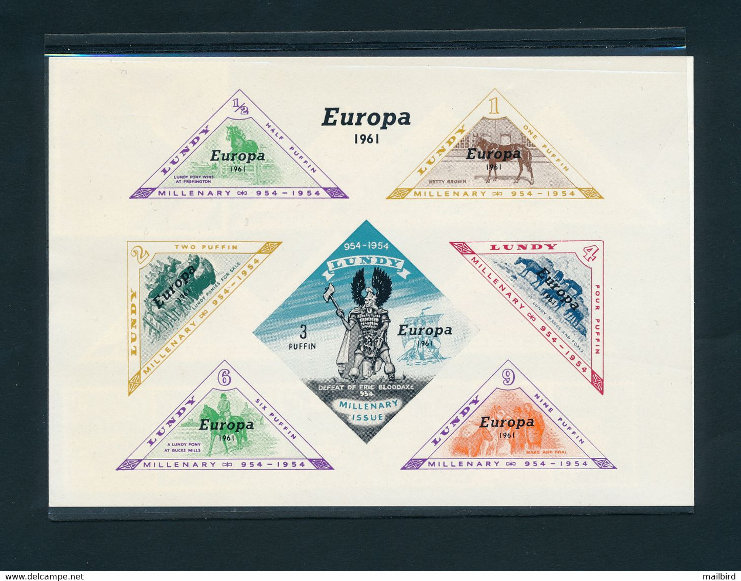 Lundy 1961 Bloc With Stamps 1954 Overprint Europa 1961, MNH(**) - Local Issues