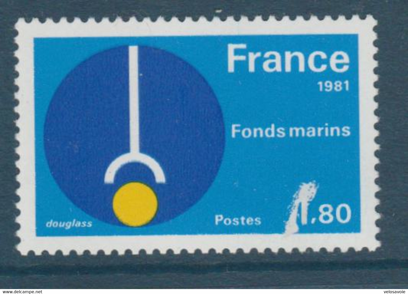 N° 2129 FONDS MARINS VARIETE GROS POINT BLANC SUR LA FACIALE TTB ** - Unused Stamps