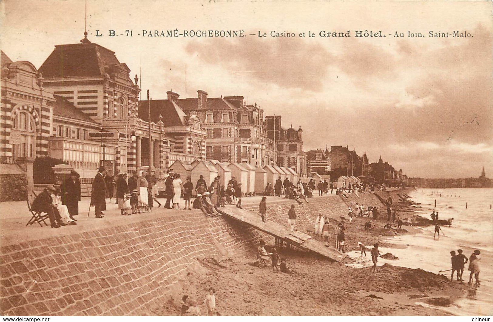 PARAME ROCHEBONNE LE CASINO ET LE GRAND HOTEL AU LOIN SAINT MALO CARTE SEPIA - Parame