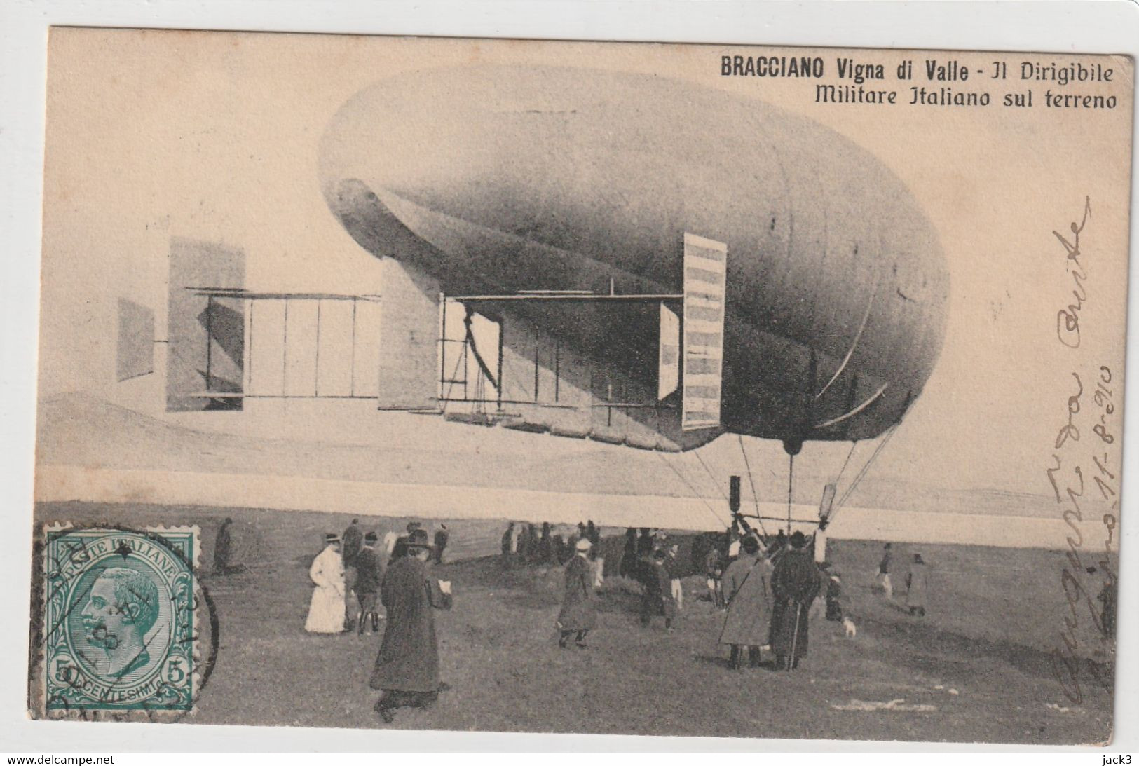 Cartolina - Bracciano - Vigna Di Valle - Il Dirigibile Militare Italiano Sul Terreno - 1909 - Transportes