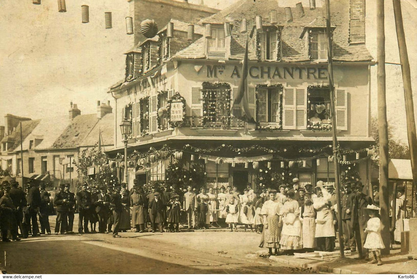 Equeurdreville * Carte Photo 1918 * Fête St Augustin , Maison Au Bon Coin A. CHANTRE * Photographe COLIN - Equeurdreville