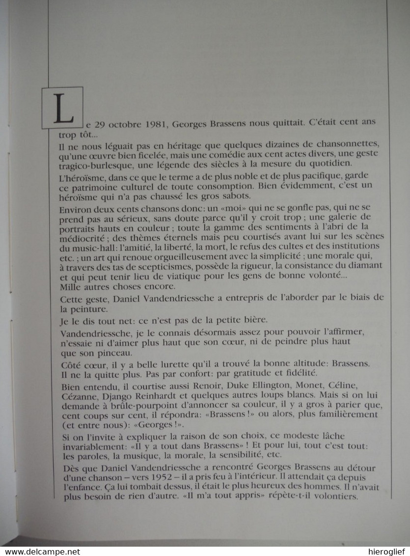 60 CHANSONS DE GEORGES BRASSENS ILLUSTREES PAR DANIEL VANDENDRIESSCHE  1986 éditions DE BUCK - Musique