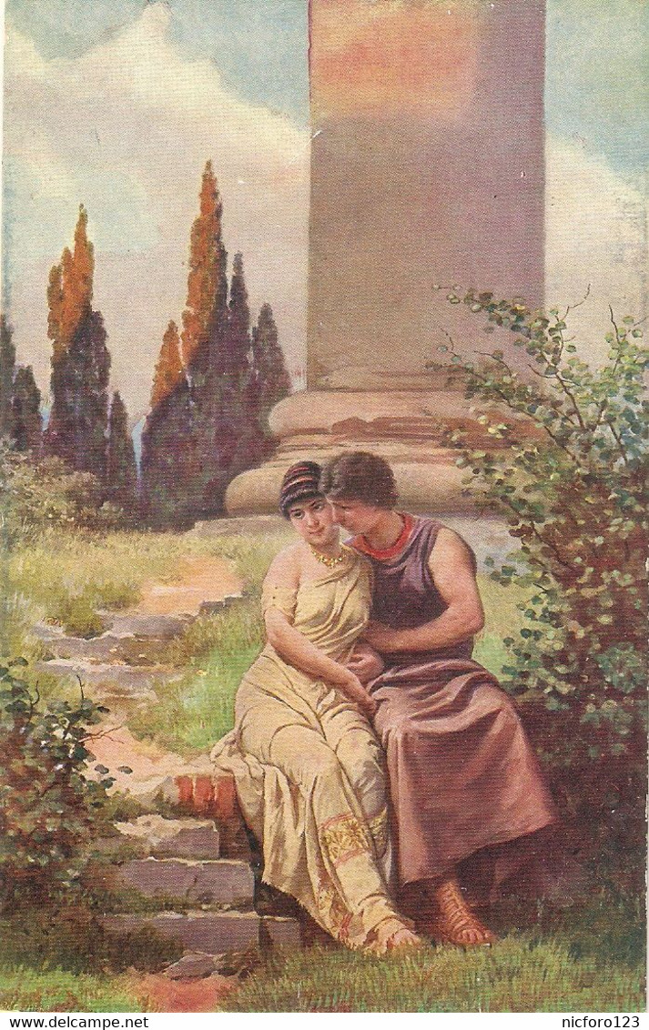"A. Liebscher.. Couple. Romanische Liebe.L'amour Romain" Fine Painting, Vintage German Postcard - Coppie