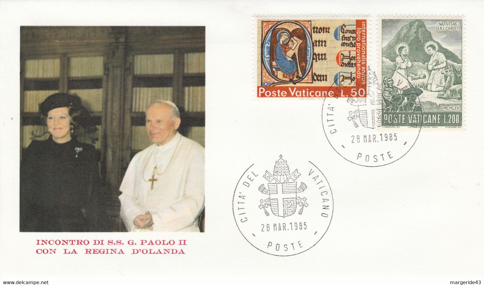 VATICAN 1985 RECONTRE PAPE JEAN PAUL ET REINE DES PAYS BAS - Máquinas Franqueo (EMA)