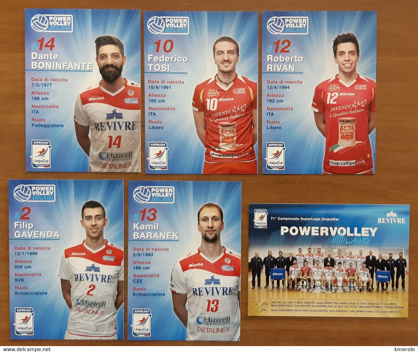 Power Volley Milano Team Lot De 16 Carte Postale - Voleibol