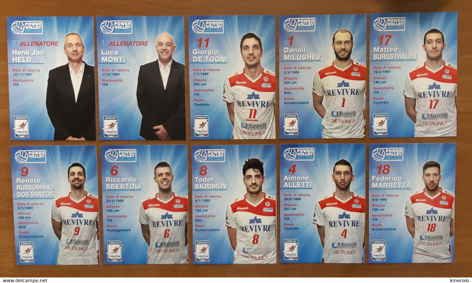 Power Volley Milano Team Lot De 16 Carte Postale - Volleyball