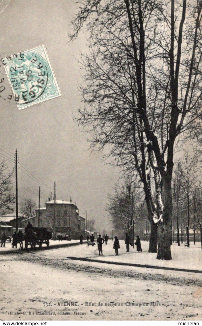 CPA   38   VIENNE---EFFET DE NEIGE AU CHAMP DE MARS---1908 - Vienne