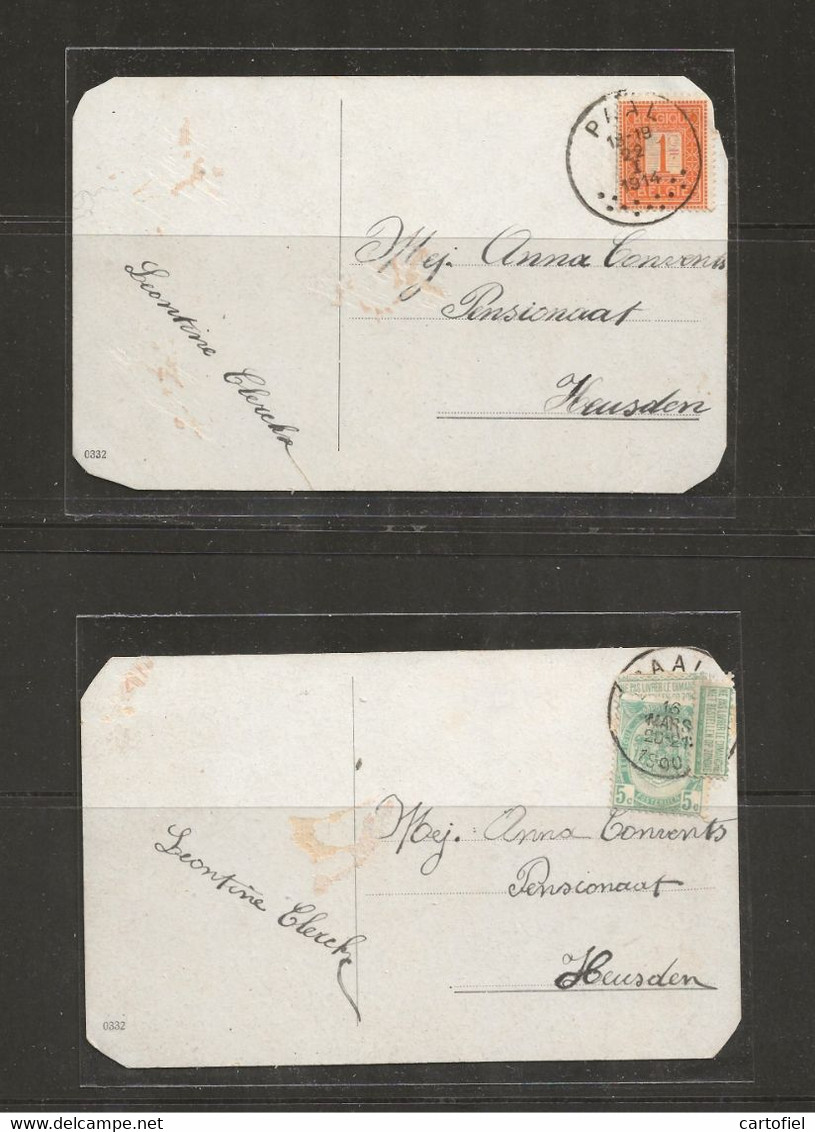 PAAL-PAEL-BERINGEN-GROET UIT-2 ECHTE VERSTUURDE KAARTEN-1914-VAN PAAL NAAR HEUSDEN-ZELDZAAM-ZIE SCANS RECTO-VERSO ! ! - Beringen