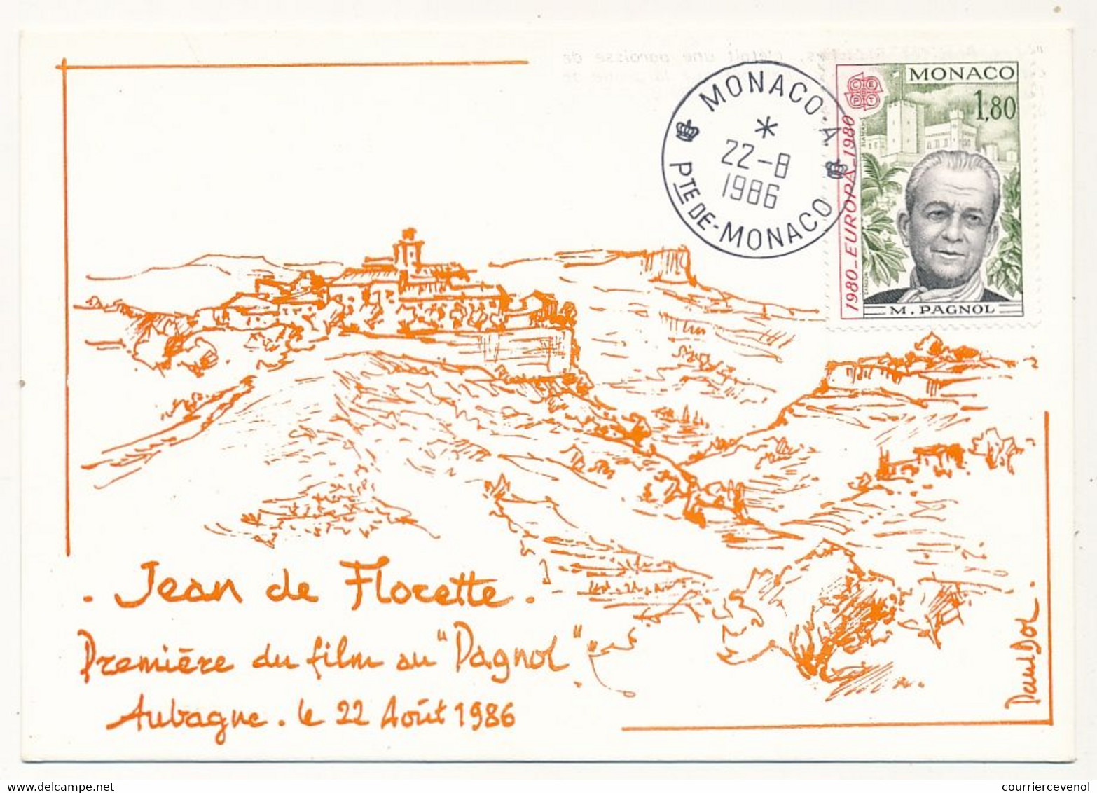 MONACO => Carte Maximum => Marcel Pagnol - Europa 1980 - 22/8/1986 Première Du Film Jean De Florette - Aubagne - Maximum Cards