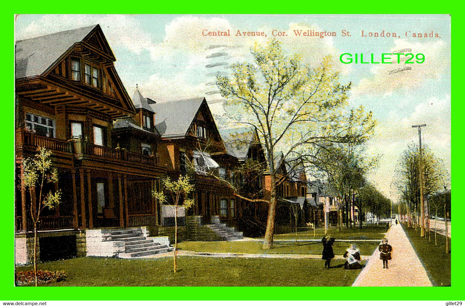 LONDON, ONTARIO - CENTRAL AVENUE, CORNER WELLINGTON ST. - ANIMATED WITH KIDS - TRAVEL IN 1907 - - Londen