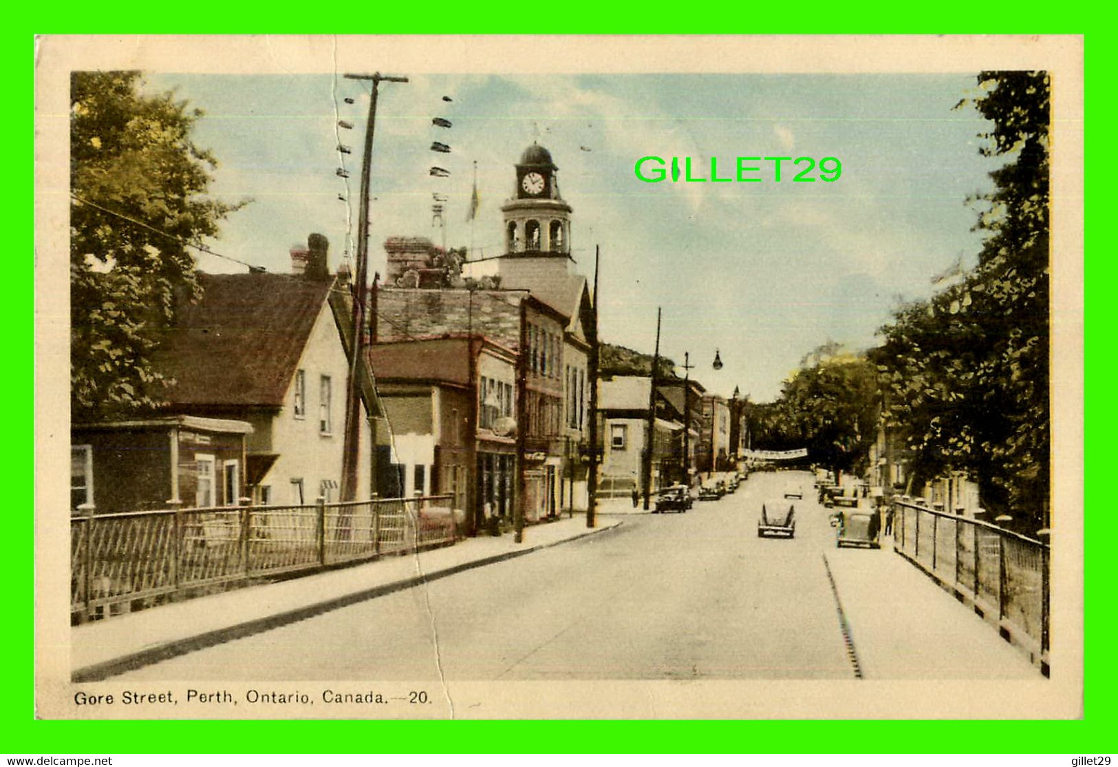 PERTH, ONTARIO - GORE STREET - ANIMATED WITH OLD CARS - TRAVEL IN 1949 - PECO - - Perth