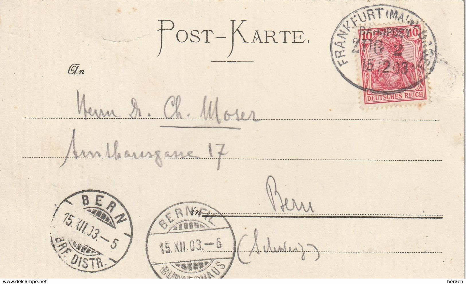 Allemagne Ambulant Frankfurt - Basel Sur Carte Postale Pour La Suisse 1903 - Covers & Documents