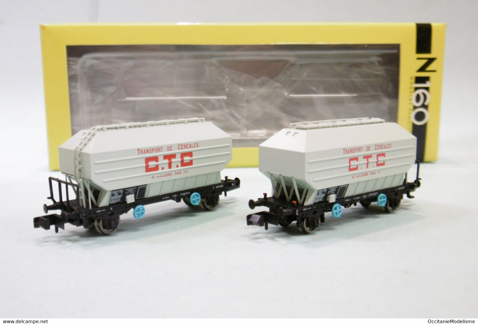 N160 - 2 Wagons CEREALIERS CTC SNCF ép. III Réf. NC24001 BO N 1/160 - Wagons Marchandises