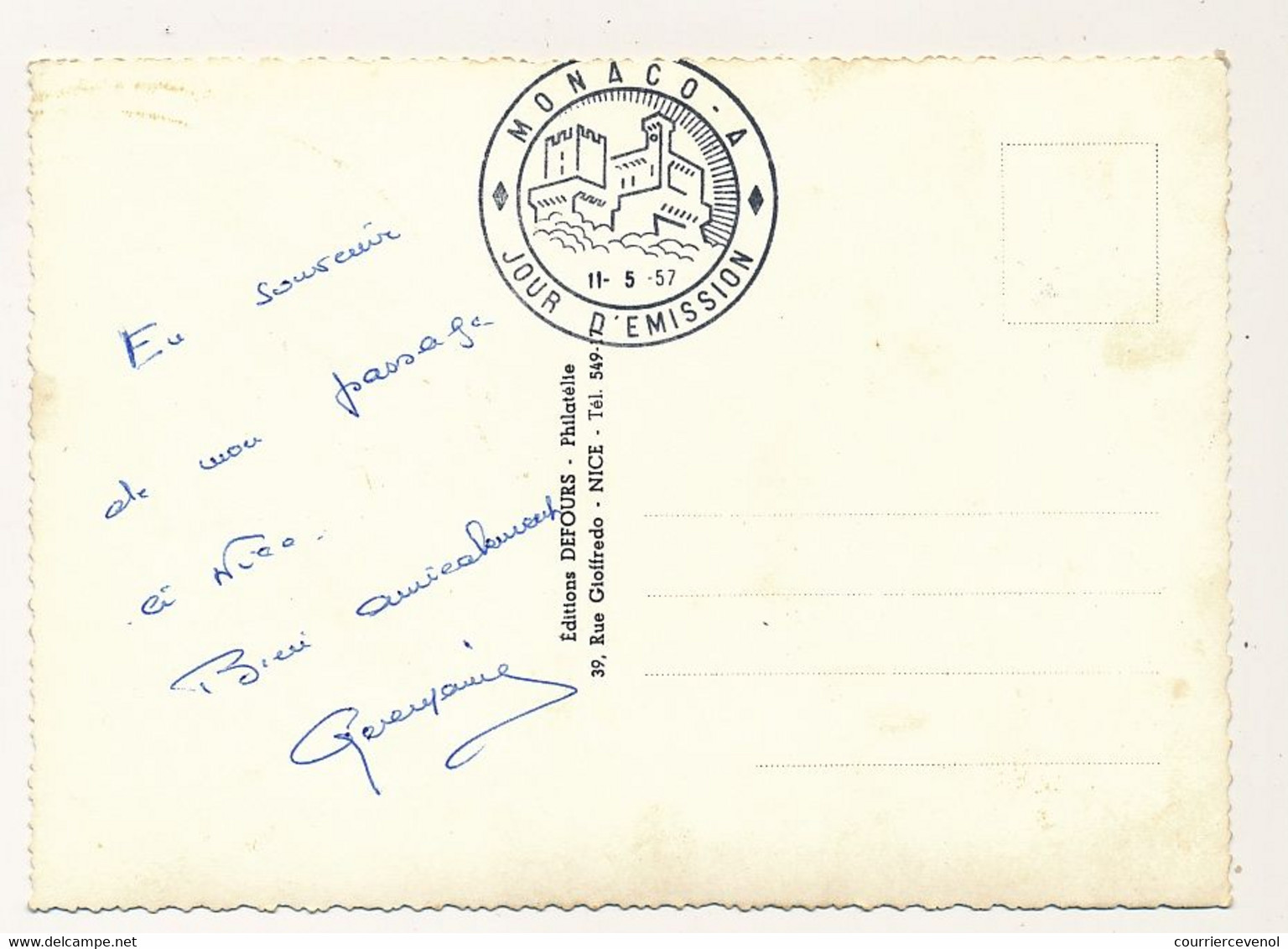 MONACO -  Carte Maximum -1F Princesse Grace - Premier Jour - 11/5/1957 - Cartes-Maximum (CM)