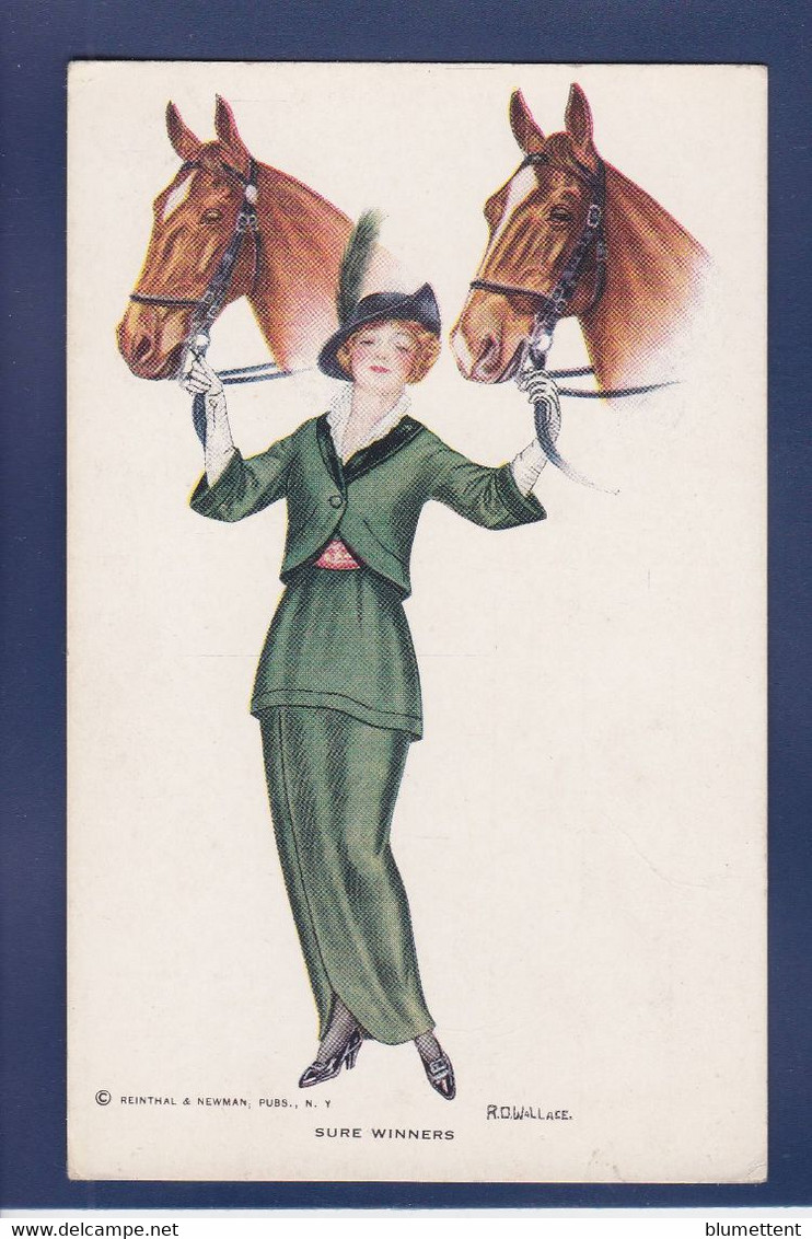 CPA Femme Avec Cheval Horse Illustrateur Femme Women Non Circulé - Paarden