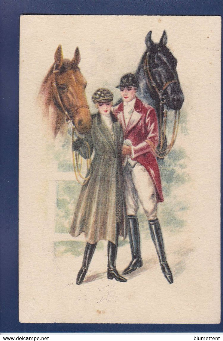 CPA Femme Avec Cheval Horse Illustrateur Femme Women Circulé - Paarden