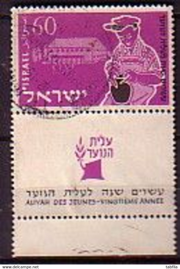 ISRAEL - 1955 - 20ans De La "Jeune Aliyah" - 60p - Obl. With Tabs - Yv 90 - Used Stamps (with Tabs)