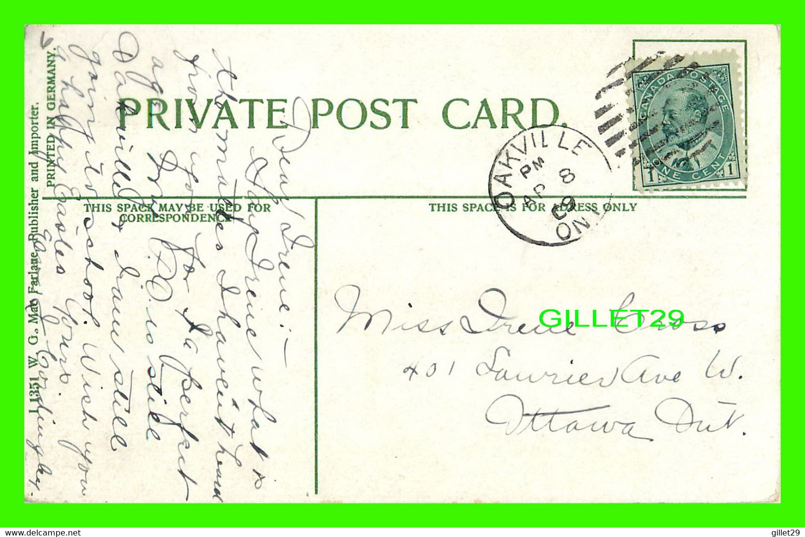 REGINA, SASKATCHEWAN - C.P.R. GARDENS -  TRAVEL IN 1909 -  W. G. MAC FARLANE PUB - - Regina