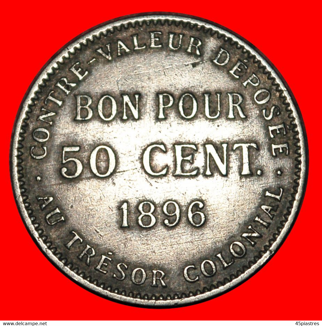 * FRANCE: REUNION ★ 50 CENTIMES 1896 MERCURY! RARE! LOW START ★ NO RESERVE! - Riunione