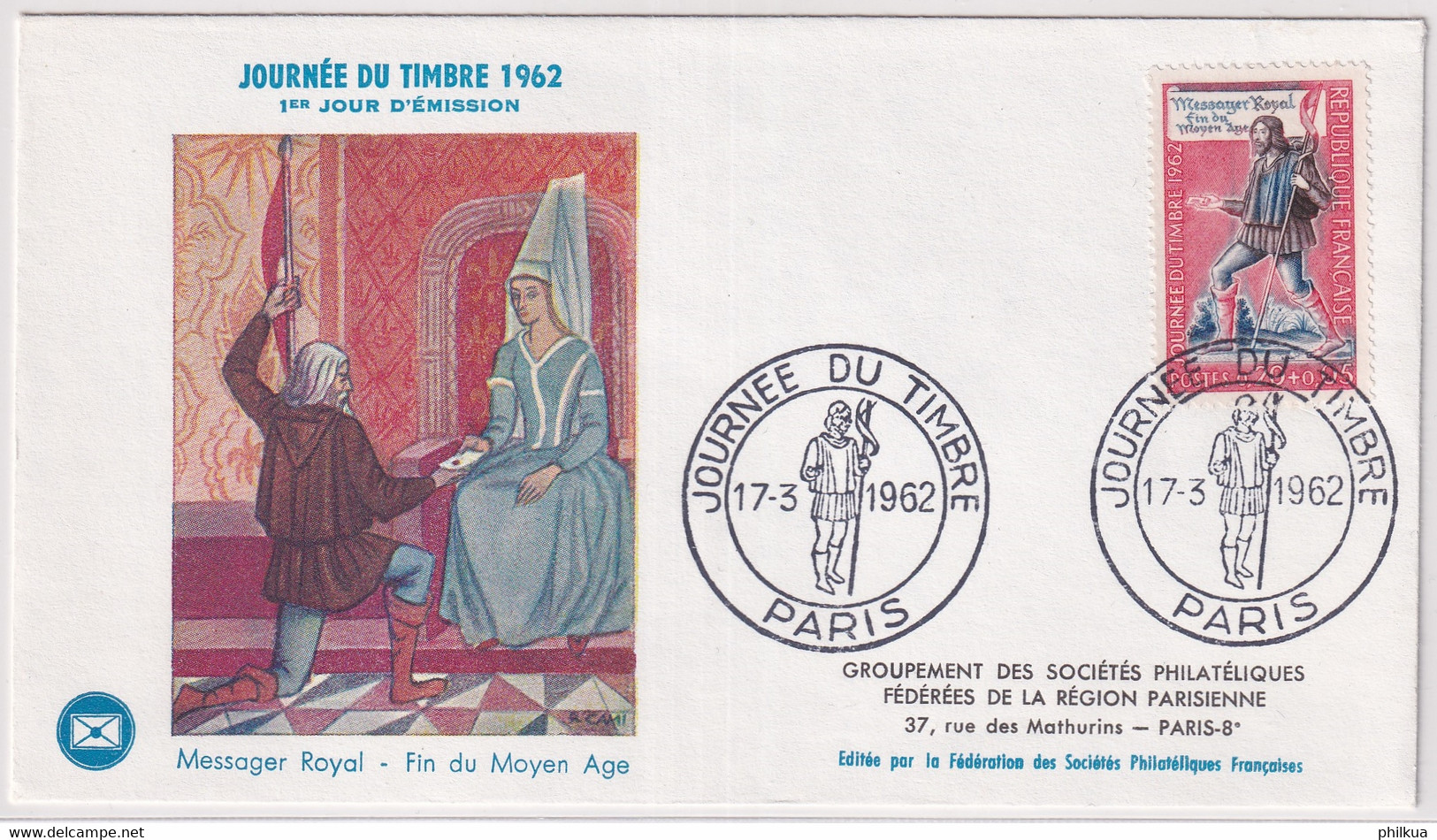 MiNr. 1385 Frankreich1962, 17. März. Tag Der Briefmarke - Journée Du Timbre 1962 - Illustrierter Brief - Giornata Del Francobollo